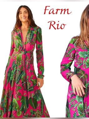 FARM Rio | Dresses | Farm Rio Green Sweet Garden Botanical Tiered Eyelet Maxi  Dress | Poshmark